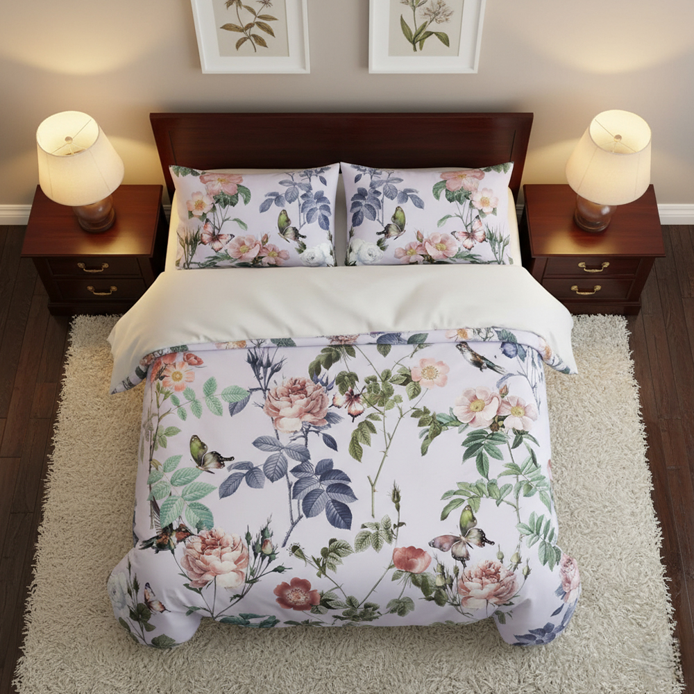 Cathy Vintage cvjetni i ptičji print Moderna navlaka za poplun Set posteljine