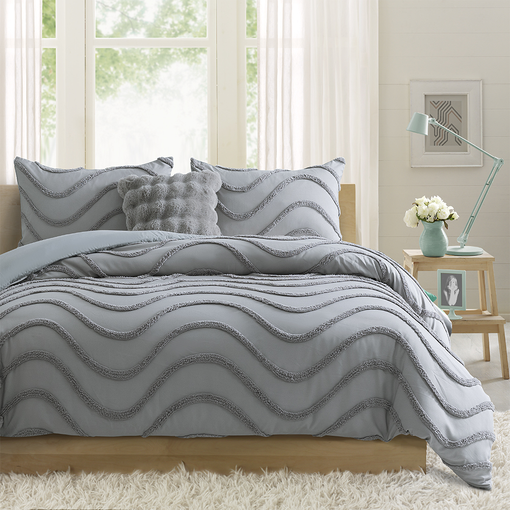 Milah Geometric Wave Moderna navlaka za poplun s čupavim vezom od šenile Komplet posteljine za poplune