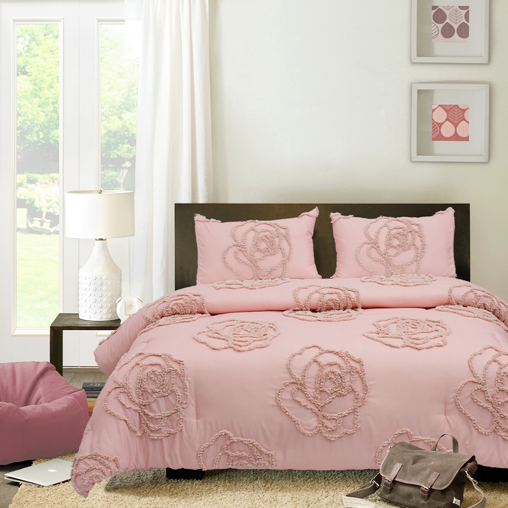 Mirelle Rose Floral Tufted Chenille Vez Navlaka za poplun Set posteljine