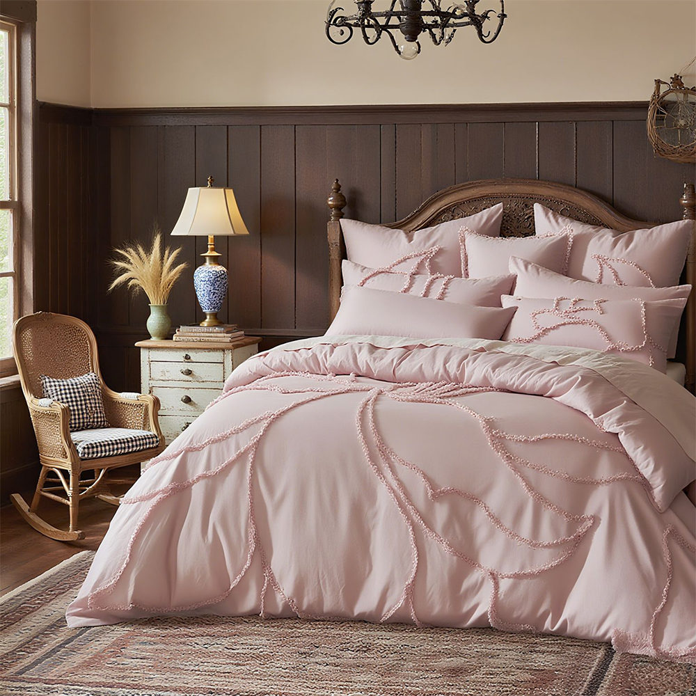Catalina Botanical Floral Tufted Chenille Vez Navlaka za poplun Komplet posteljine za poplune